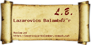Lazarovics Balambér névjegykártya